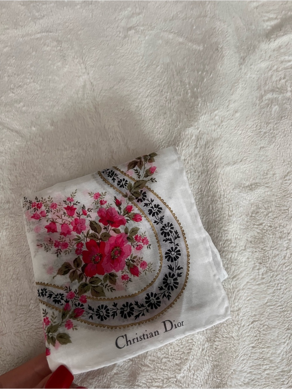 Floral pink vintage Dior handkerchief